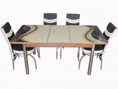 Set Masa Extensibila cu 4 scaune, Elt 02, Maro, masa ext.170x80cm